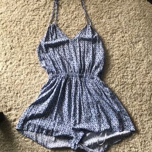 Blue and white romper